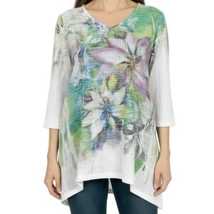 NEW NWOT Cactus Medium Rhinestone Wearable Art to Wear Blouse Shirt Top Floral